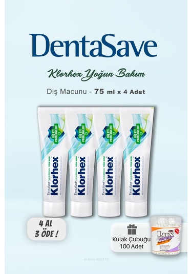 Denta Save Klorhex Diş Macunu 4 Al 3 Öde 75 Ml Ve Kulak Çubuğu