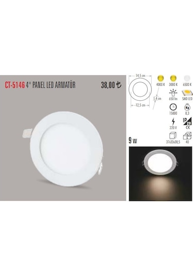 Cata Ct-5146 10 Adet 9w Slim Led Panel Alüminyum - Beyaz Işık