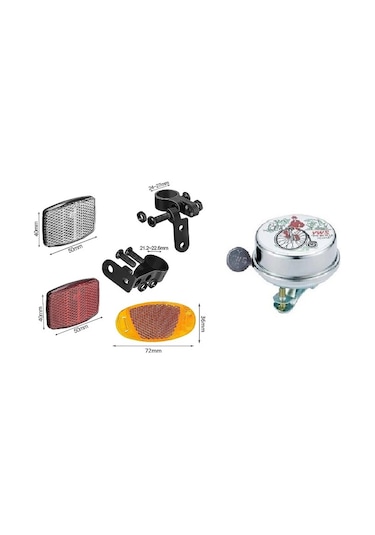 Yws Bisiklet Çelik Zil Yws & Reflektör Seti Gri