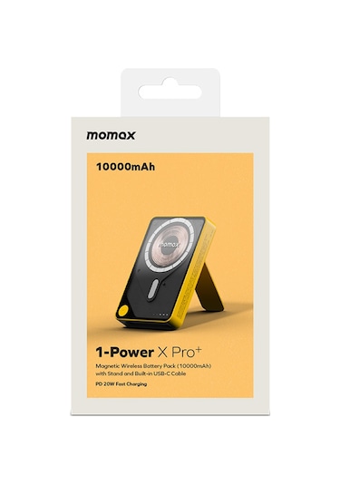 Momax IP132HKY Power X Pro+Magnetic Wireless 10000 mAh Standlı + USB-C Kablo Powerbank Sarı