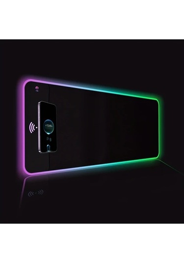 Pazly 15w Kablosuz Şarj 3.0 Rgb Karanlık Gece Fare Pedi 80x30cm Telefon Şarj Cihazı Oyun Masaüstü Bilgisayar Laptop Tablet