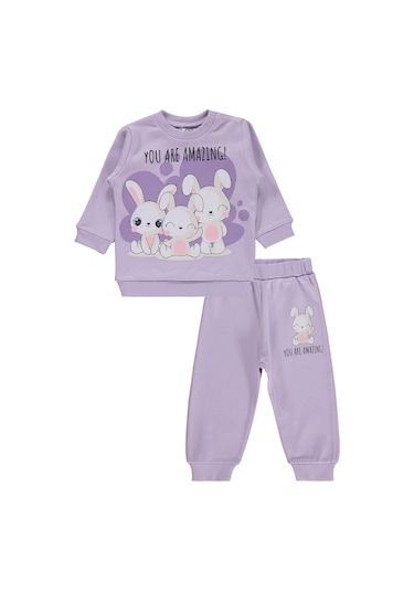Civil Baby Tavşanlar Baskılı 6-18 Ay Takım - Lila