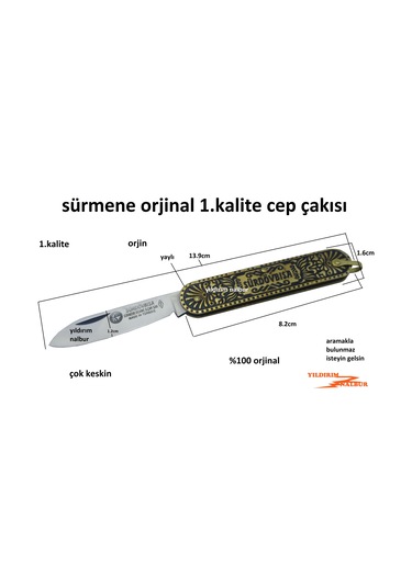 Sürmene Çakı Sarı Cep Çakısı Yaylı Anahtarlık Halkalı