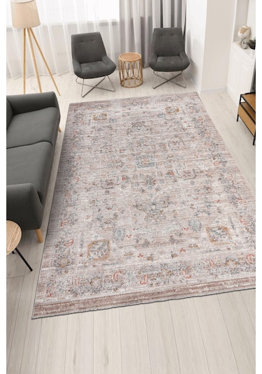 Retrova Halı Koleksiyonu Vintage Eskitme Desenli, 6 Mm İnce Form, Tozumaz Ve Kolay Temizlik Çok Renkli