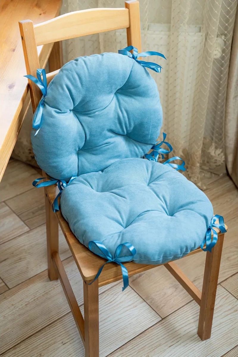 Slavıca 40x40 Cm Yuvarlak Sandalye Yastığı 2'li Set 226093509 Mavi Kadife