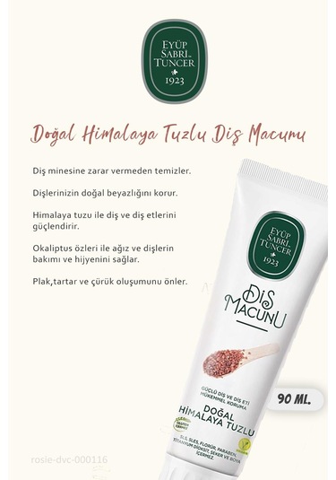 Eyüp Sabri Tuncer Diş Macunu 3'lü Himalaya Tuzlu 90 Ml Ve Rosıe Doğal Pamuk 60'lı