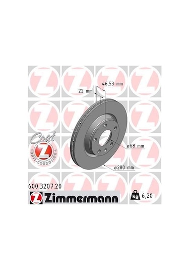 Zımmermann 600.3207.20 - Ön Fren Diski A4-passat 97-04 280 22 98