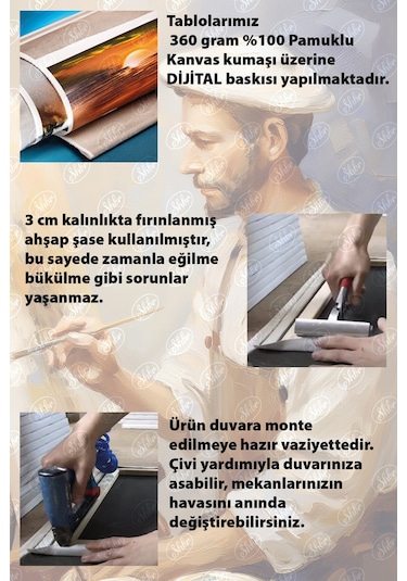 Tekli Dikey Kanvas Dekoratif Duvar Tablosu Çiçekli Kuş Dalı İllüstrasyon