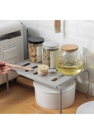 Jeemson Beyaz Genişletilebilir Sulama Delikli Depolama Rafı - Mutfak/banyo Çerezlik Organizer 40.5-68cm Beyaz