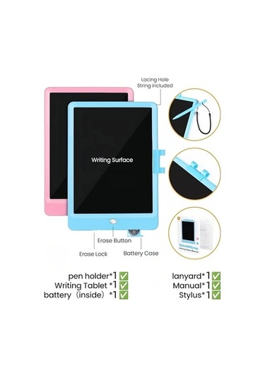 Trendooze Gençler İçin Gaojunshop01 Blue 10 Inç Renkli Eğitici Tablet Yeniden Kullanılabilir Pil İle Mavi Mavi