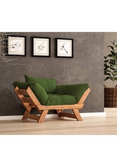 Woodesk Adalar Masif Tik-yeşil Renk Berjer Cpt8160-140 Yeşil