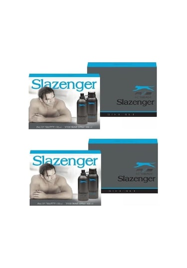 Slazenger Active Sport Mavi Erkek Parfüm EDT 2 x 125 ML + Sprey Deodorant 2 x 150 ML