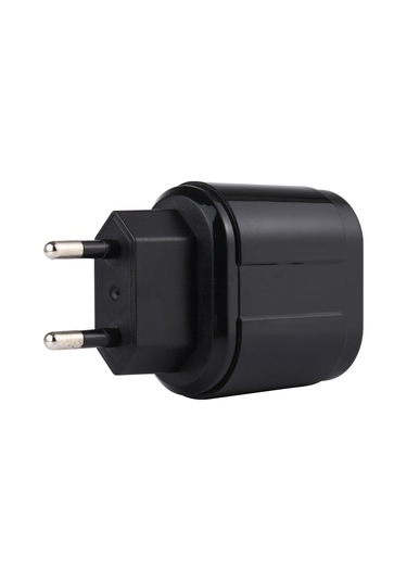 Lz-022 5v 2.4a Çift Usb Bağlantı Noktalı Seyahat Şarj Cihazı, Ab Fiş Siyah