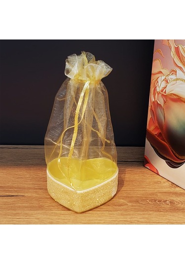 Büro Ev Ofis Banyo Düzeni İçin Kalpli Sarı Tül Kese