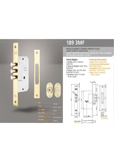 Kale Kilit 189 3m F Prazis Silindirli 3 Milli 3 Anahtarlı