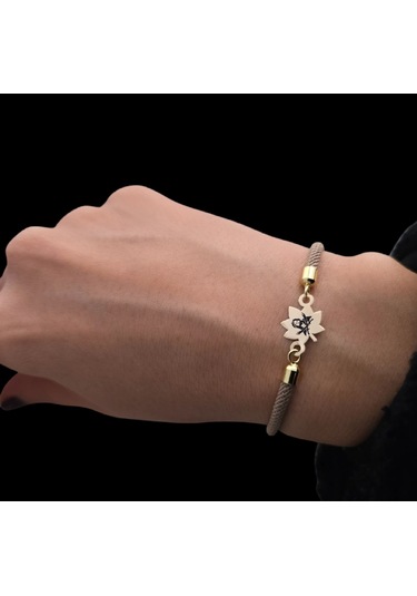 Hz Ali Temalı 14 Ayar Altın Plakalı Dikdörtgenli Örgülü Hediye Bileklik-331sembol-kahverengi Altın