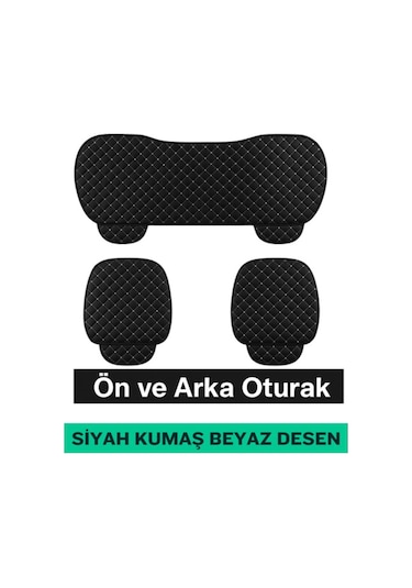 Audi Q3 Uyumlu 3 Parça Kapitone Kumaş Minder Siyah Beyaz
