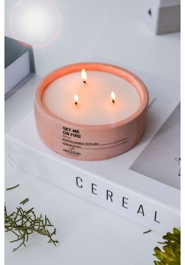 Ersu Store Büyük Boy Kokulu Mum, Beton Saksılı Dekoratif Vegan Mu