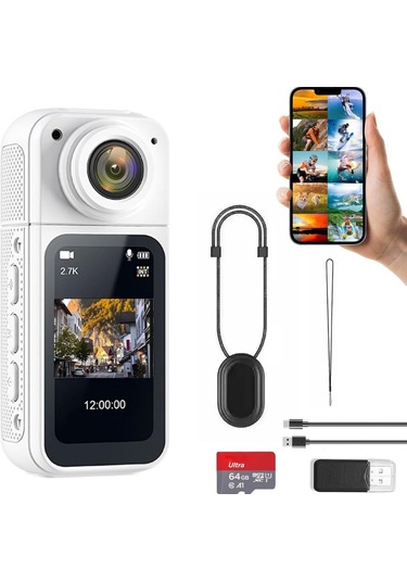 Wifi 35 Gr Vücut Aksiyon Kamerası 1.47 İnç Ekran Manyetik Kolye 1