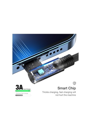 Prestigegoods 90 Derece Usb Kablosu İphone 13 12 11 Pro Max X Xr 6 7 8 Plus Se2 İpad Uyumlu Uzun 3m Hızlı Şarj Veri Kablosu