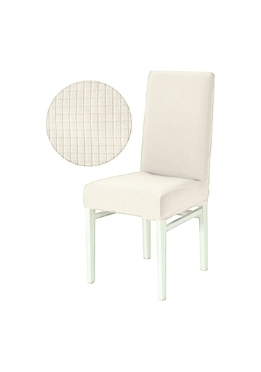 Upmall Pitikare Desen Esnekli Sandalye Örtüsü, Kılıfı Krem 6 Adet