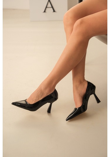 Vest Siyah Rugan 8cm Topuk Boyu Günlük Kullanım Stiletto Siyah