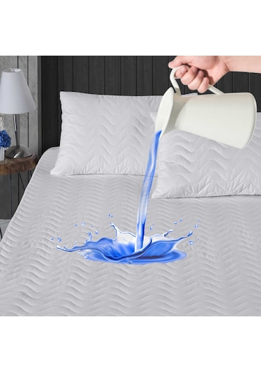 Violethome Sıvı Geçirmez Kapitone Fitted Alez ( Tüm Bedenler ) Beyaz