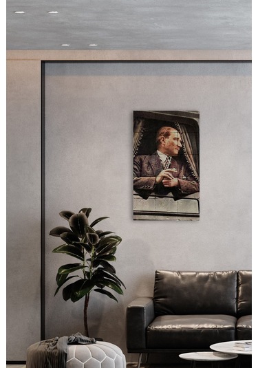 Doğal Taş Atatürk Baskılı Tablo - Duvar Dekoru 30x50cm