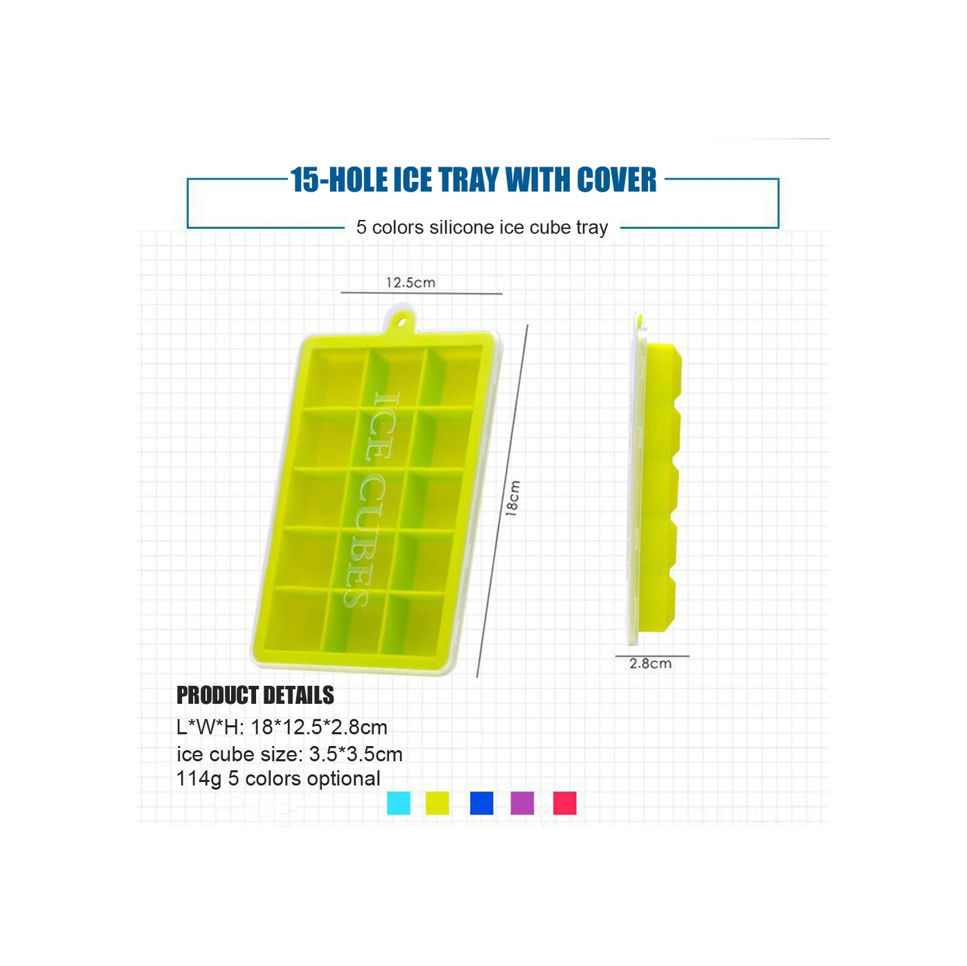 Padalink 15 Delikli Silikon Buzluk Kalıbı, Isı Ve Soğuğa Dayanıklı, Çıkarımı Kolay, Kapatıcı Kapağıyla, Çikolata Ve Pasta Pişirme, Bebek Yemeği Depolama, Pembe Çok Renkli