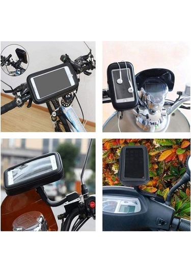 Carub Motosiklet Telefon Tutucu Deri Fermuarlı 18x10 Cm Br5901964