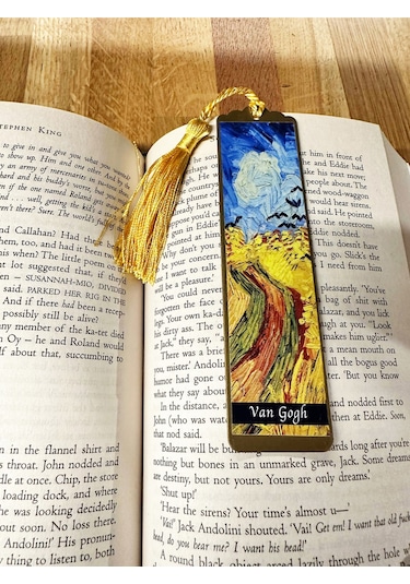 Sanatsal Tablo Temalı Metal Kitap Ayracı Van Gogh-buğdaylar Ve Kargalar