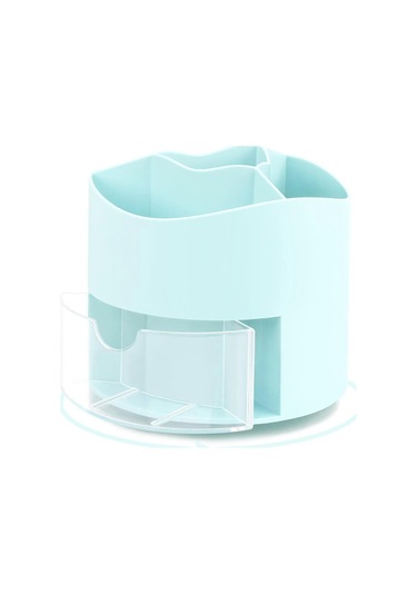 Ganzhoushop Döner Kalem Kalemlik, 4 Bölmeli Kalemlik - Masaüstü Kırtasiye Depolama Makyaj Fırçaları Tutucu Ev Ve Ofis İçin, Kalem Düzenleyici Masa Düzenleyici -yxblue