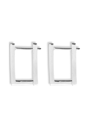 Oya Silver Dikdörtgen Kadın Gümüş Halka Küpe 1.5x2.3cm