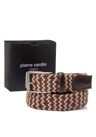 Pierre Cardin Multi Renk Örgü Erkek Kemer En 3,5 Cm Pc-1745 Kahverengi - Vizon