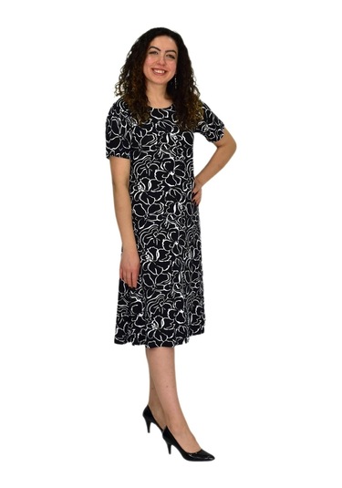 Kadın Kısa Kol Likralı Viskon Elbise Bgl-st04671 siyah