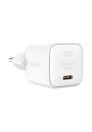 Aukey PA-B1T 20 W Omnia II Mini Gan PD QC 3.0 Type-C Hızlı Şarj Adaptörü - Beyaz