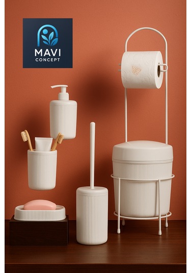 Lüks Şık 6 Lı Banyo Seti Beyaz