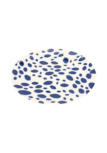 Tulu Porselen Lido Puantiyeli Servis Tabağı - Mavi - 25 Cm Mavi