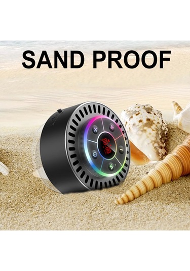 Vkemall T5 Ipx7 Su Geçirmez Banyo Hoparlörü: Bluetooth 5.2, Fm Radyo, Led Saat, Toz Ve Sarsıntı Dayanıklı Siyah Mini Hoparlör