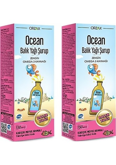 Ocean Balık Yağı Şurup Karışık Meyve Aromalı 150 ML 2 Adet