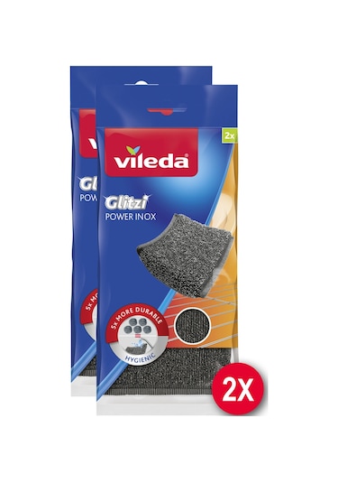 Vileda Glitzi Power Inox Pad Bulaşık Teli Gri 2 x 2'li