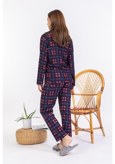 Yeni Sezon Düğmeli Süet Kadın Pijama Takımı 5503-lacivert Lacivert