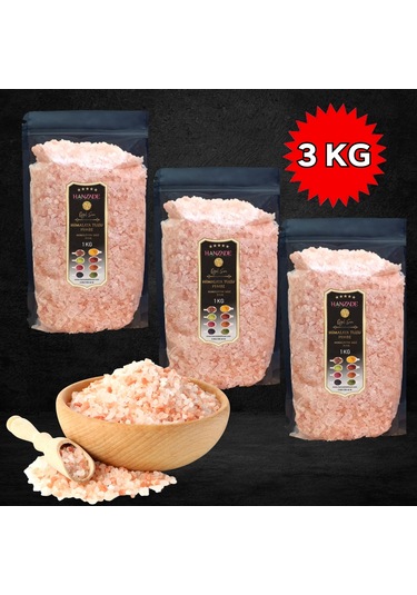 Hanzade Bitkisel Pembe Himalaya Tuzu Granül Tane 3 x 1 KG