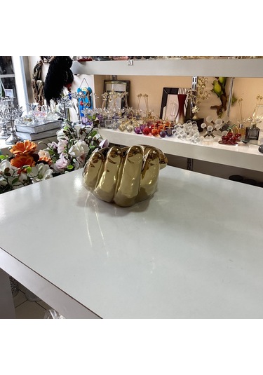 Dekoratif Biblo El Seramik Gold Renk