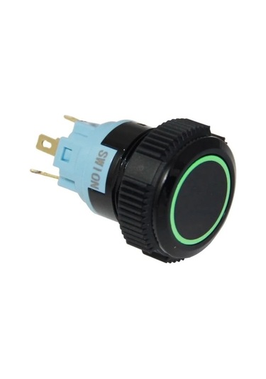 Swion 19mm Led'li Plastik Buton Kalıcılı Siyah Mavi Led