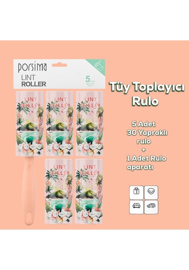 Porsima 3106 Kedi Köpek Tüy Toplayıcı Rulo 4 Adet Yedek Rulo Somo