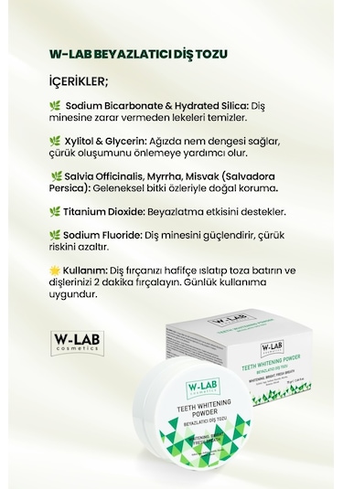 W-Lab Cosmetics Beyazlatıcı Diş Tozu 75 Gr