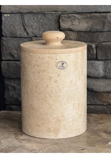 Yeni Traverten Doğaltaş Kendinden Kulplu 7'li Banyo Seti Büyük Çöp Kovalı 26x20 Beyaz