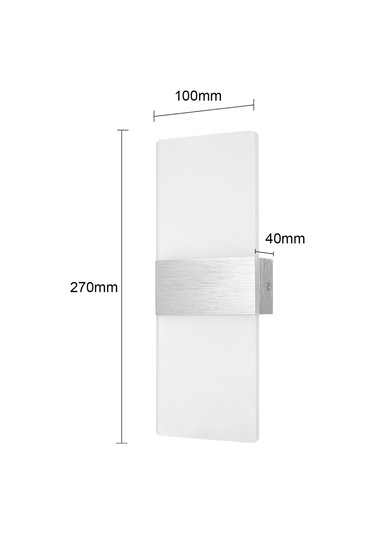 Skycity Led Duvar Lambası 110-265v 4w, Üç Renk Tonu Ayarlanabilir, Su Geçirmez Akrilik, Gümüş Renkli简约 Tasarım Gümüş