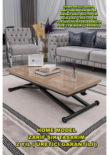 Home Üst Tabla Mdf Antiklayt Oval Köşe Alt Ayak Siyah
